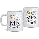 Kwieema 50th Wedding Anniversary for Couples, Golden 50th Anniversary for Parents, 50th Wedding Anniversary Coffee Mugs Grandparents Couples Mugs 50 Year Parents Anniversary Mug