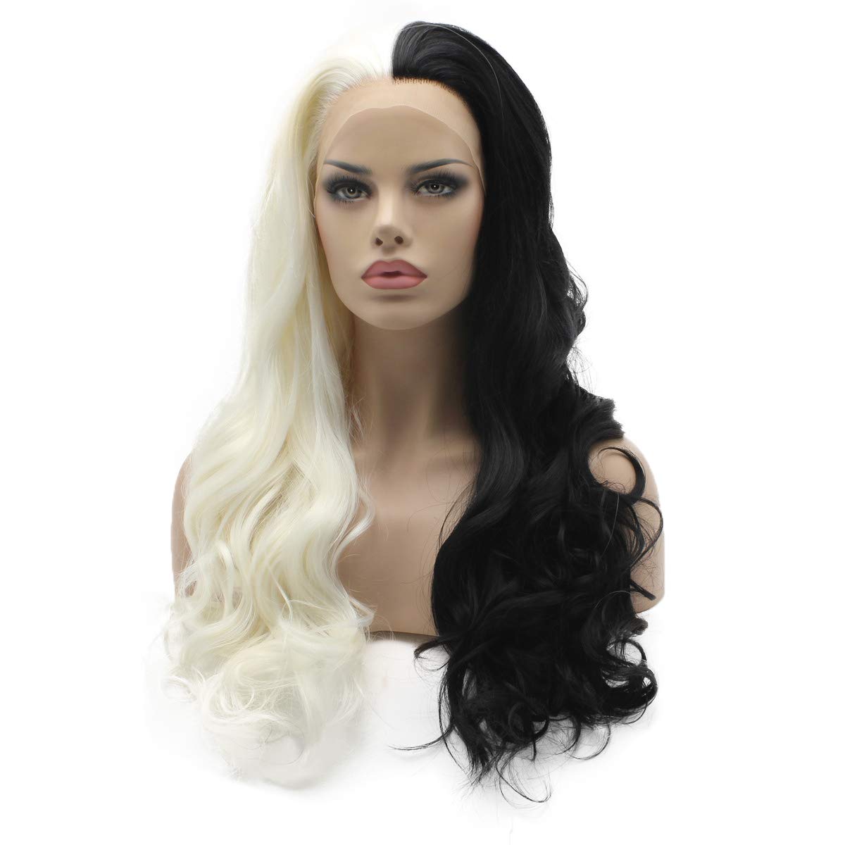 Half black half white lace front wig Clearance