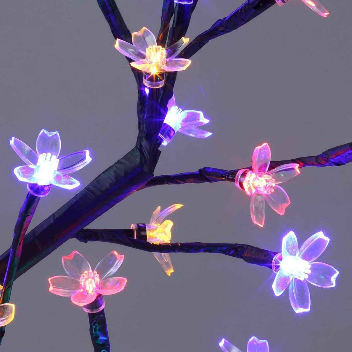 Excelvan Cherry Blossom Desk Top Bonsai Tree Light, Decorative Warm White Light, Black Branches, Perfect for Home Festival Party Wedding Christmas Indoor Outdoor Decoration, Multi-colored