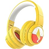 Rabbikid Kids Bluetooth Headphones, Wireless Headphones with Microphone, 74/85/94dB Volume Limited, 80H Playtime, Foldable Over Ear Headphones for School, Home, or Travel, Yellow