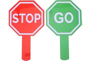 UPKOCH 2pcs Handheld Traffic Signal Board Double-Sided Red and Green Signs for Boys and Girls Classroom
