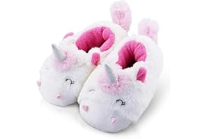 LA PLAGE Girls Unicorn Slippers for Toddler Kid Comfortable Wave-like Cozy Soft House Slippers for Toddler Girl