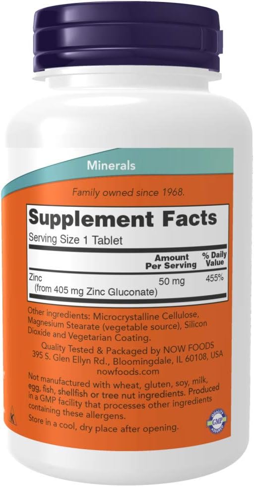 Now Foods Zinc Gluconate, White, Unflavored, 250 Count: Health & Personal Care