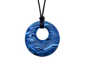 MUNCHABLES: JEWELRY FOR KIDS THAT CHEW Munchables Scribbles Sensory Chew Necklace – Chewy Fidget Toy for Adults, Teens, Boys and Girls (Navy)