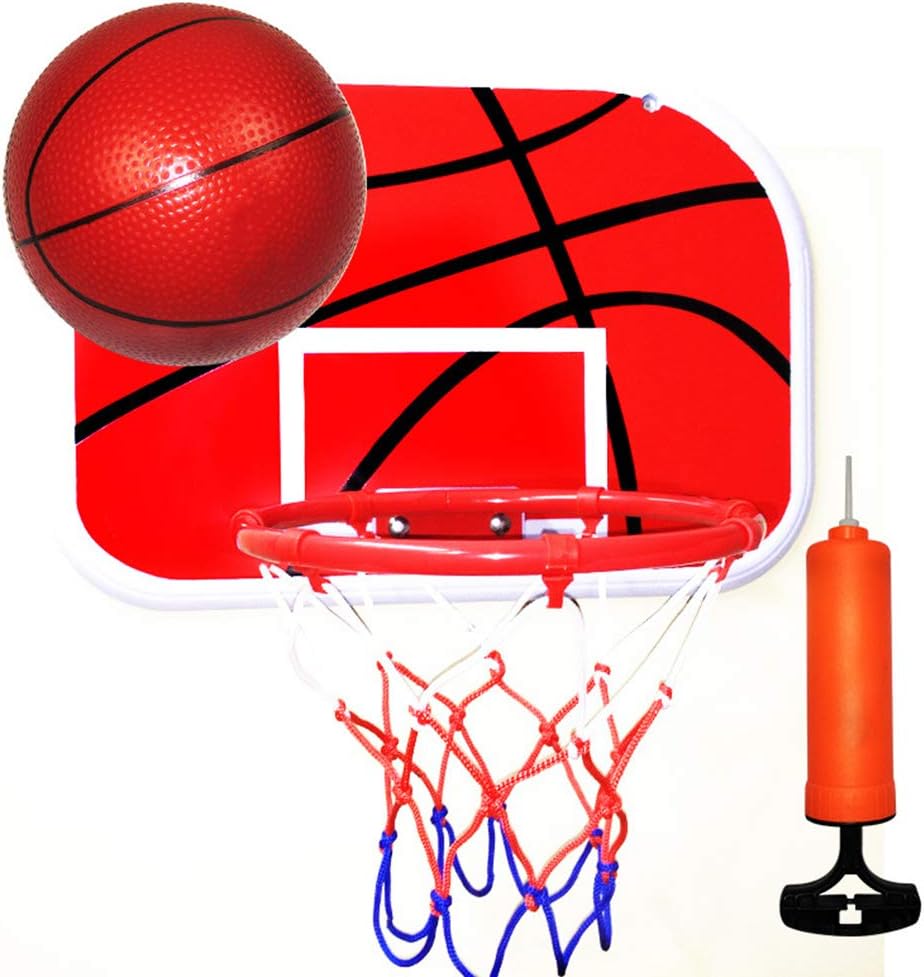WDDH Basketball Hoop Set, Heavy Duty Hanging Basketball Ring Rims with Ball and Pump, Wall Mounted Basketball Goal Hoop Rim with Net, for Kids Teenagers Indoor and Outdoor Sports