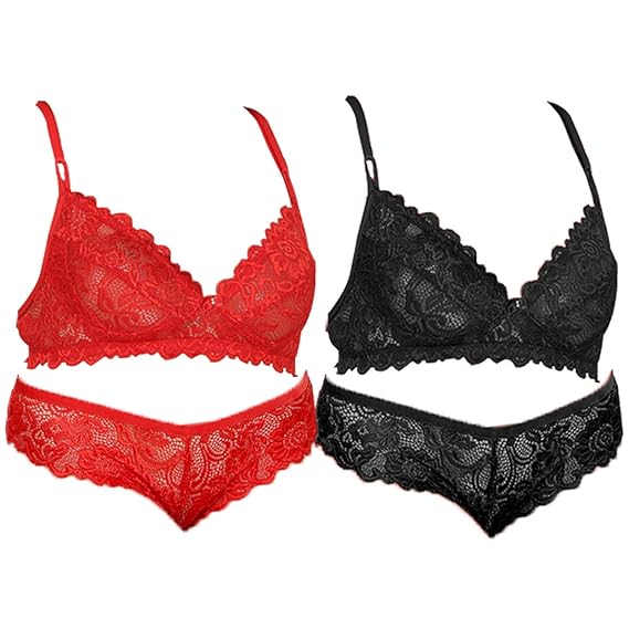 black and red bra and panty set