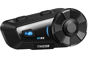 TNICER Motorcycle Bluetooth Headset, G1EX 1000m 6 Riders Helmet Bluetooth Headset with Noise Cancellation, Universal Motorcycle Bluetooth Communication System, Music Sharing & HD Speakers(1 Pack)