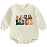 Aunties Besties Baby Boy Girl Outfit Embroidered Long Sleeve Bubble Romper Sweatshirt Unisex Newborn Fall Bodysuit