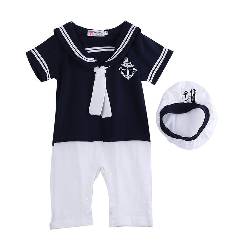 New Baby Boy Sailor Romper + Hat 018M , sailor suit, gentleman tuxedo