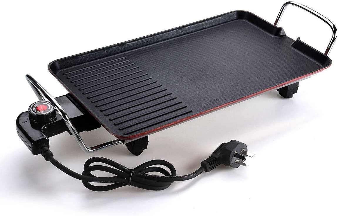 review Zozu Portable Smokeless Electric Barbecue Grill Adjustable Temperature Non Stick Electric Teppanyaki Table For Dinner Party Camping (5 pieces set)