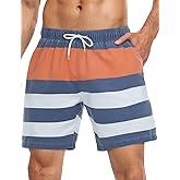 Nonwe Mens Swim Board Shorts Retro Washed Quick Dry Lightweight Beach Shorts