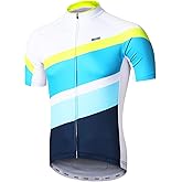 ARSUXEO Men's Cycling Jersey Short Sleeves Mountain Bike Shirt MTB Top Zipper Pockets Reflective