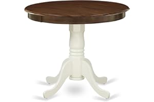 East West Furniture Antique Round Rubber Wood Dining Table in Oak/White