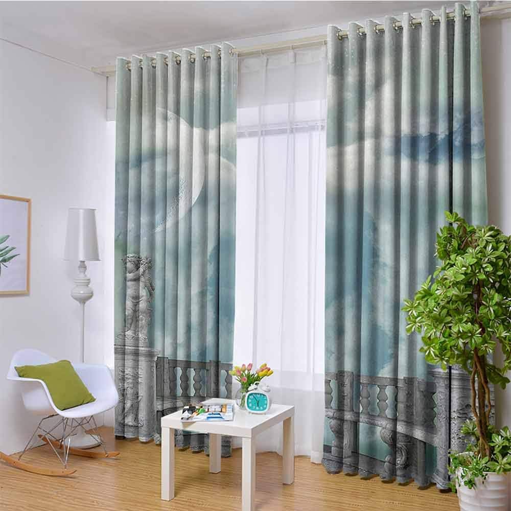 Mystic House Decor Collection 100% blackout lining curtain Balcony in the Sky with Angel Statues Princess Castle Victorian Style Architecture Full shading treatment kitchen insulation curtain W120 x
