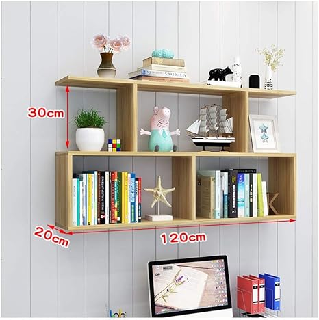 Amazon リビングルーム本棚の壁マウントシェルフベッドルームの仕切り本棚のキッチン収納棚棚吊り下げオーガナイザーロッカー1cm Color Light Walnut 本棚 オンライン通販