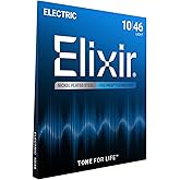 Elixir Electric Guitar Strings Nickel Plated Steel POLYWEB, 6-String, 10-46 | Light 10-46, Nickel Plated Steel with POLYWEB Technology, Longest-Lasting Warm Tone with Comfortable Feel