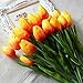 StillCool Artificial Flowers Tulip 12pc/Set Pu Stunning Holland Mini Tulip Real Touch Wedding Flower Artificial Flowers Latex Plants for Party Home Hotel Event Decoration (Orange)