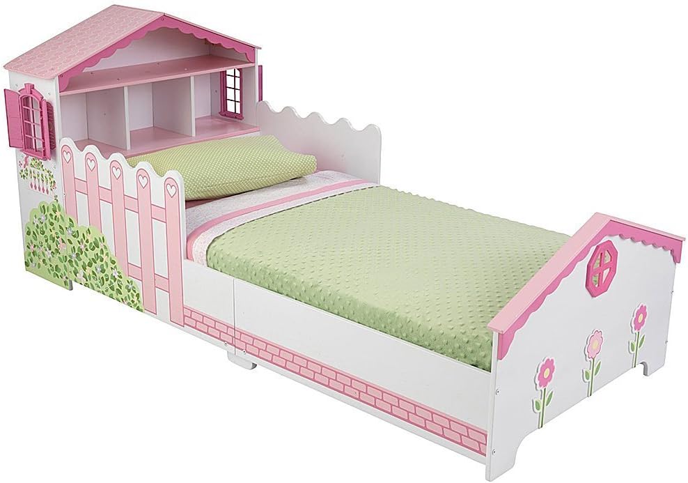 Girls Dollhouse Toddler Bed Pink Pretty And Fun- Perfect Transition Bed For Toddlers From Crib To First Bed- Little Ladies Love The Doll House, Fence and Windows That Open and Shut- Sweet Dreams