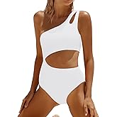 Yonique Cutout One Piece Swimsuit Women - One Shoulder Bathing Suit Ribbed Swimwear 2025 Monokini