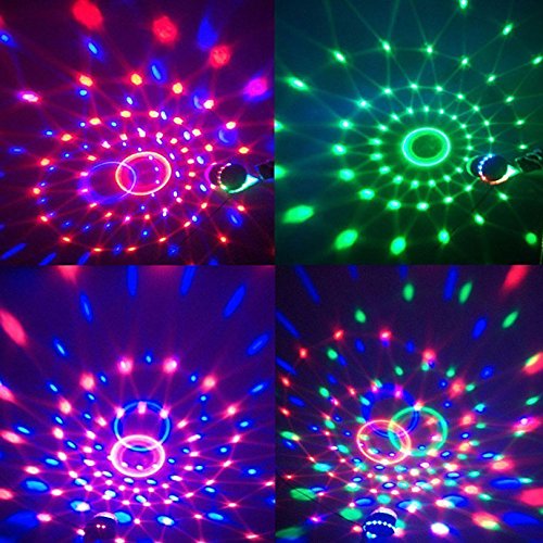 Disco Ball Party Light Sbolight Disco Lights RGB MP3 Crystal Magic Ball Sound Activated DJ Lights Mini Rotating Strobe Stage Lights with Remote Control for Home Party Gift Kids Birthday Dance Club Bar