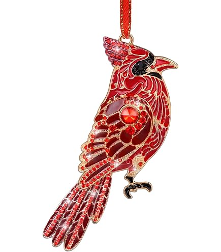 Boule à Neige WeRChristmas Cardinal Oiseau Et Renne - Base Bouleau 12 Cm Multicolore