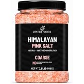 Zestiq Foods Himalayan Pink Salt &ndash; Natural, Kosher &amp; Unprocessed Coarse Grain, 2.2 lb Jar, Rich in 84 Minerals for Cooking &amp; Grinder Use