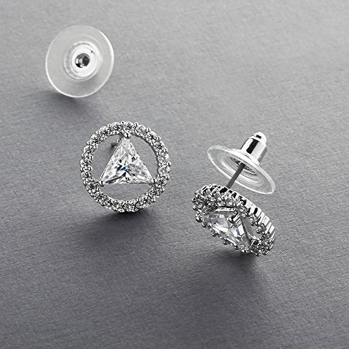 Mariell AA Recovery Symbol Cubic Zirconia Earrings Celebrate Alcoholics Anonymous Sobriety
