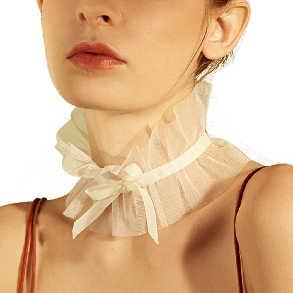 TOYPOPOR Vintage Choker Lace Necklace Bride Bridesmaid Dress Accessories Bow Tie Lace Neck for Womens Girls