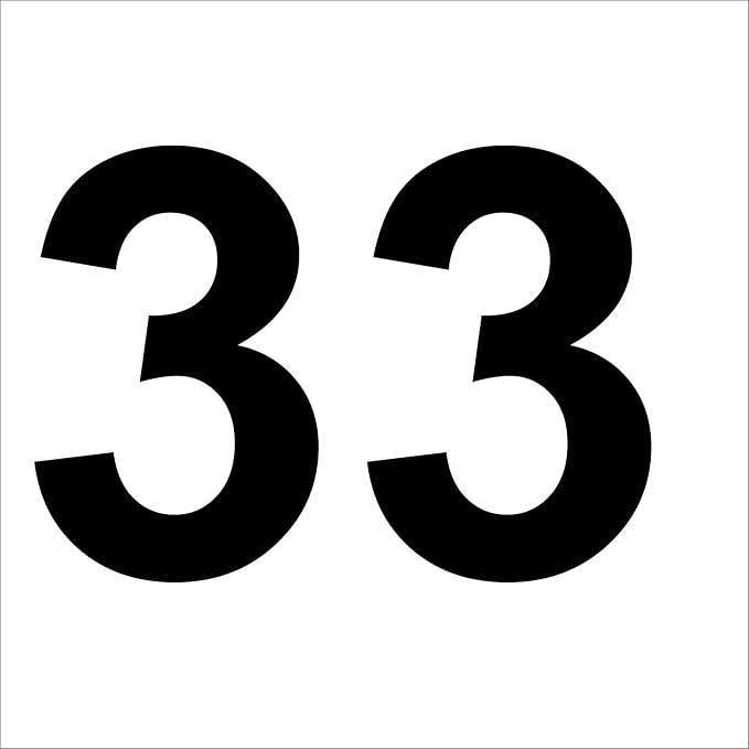 3 Times Number 33 High Quality Adhesive Black Waterproof 10 CM High