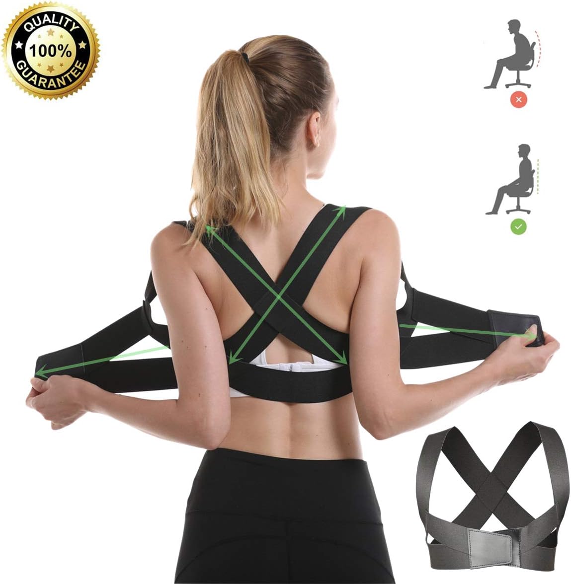 Posture Corrector for Men and Women Under Clothes, Adjustable Shoulder Straps Upper Back Brace Clavicle Posture Support Belt/Back Straightener/Posture Trainer for Kyphosis Hunching Slouching - XL
