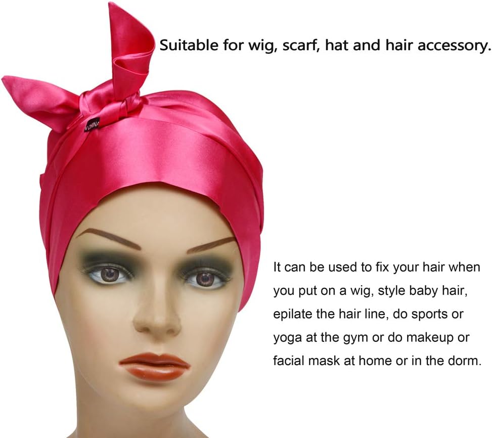 Satin Scarves for Wigs Grip Band Headband Soft Satin Laying Scarf for Lace Front Wigs Keep Wig Secured Headband for Yoga Makeup - Image 5
