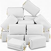 Cunno 20 Pcs Preppy Makeup Bags PU Leather Cosmetic Pouch with Zipper Waterproof Make up Bags Toiletry Beauty Container for Women Bridal Shower Favors End of the Year Teacher Gifts(White)