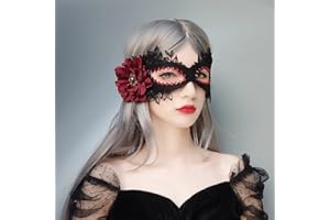WELYHM Halloween Masquerade Ball Mask for Women, Half-face Deer Bunny Spider Masks with Veil Gauze Eye Mask for Halloween