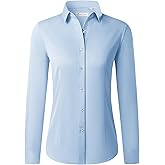 siliteelon Button Down Shirts for Women Long Sleeve Dress Shirts Wrinkle Free Collared Work Office Solid Blouses Tops