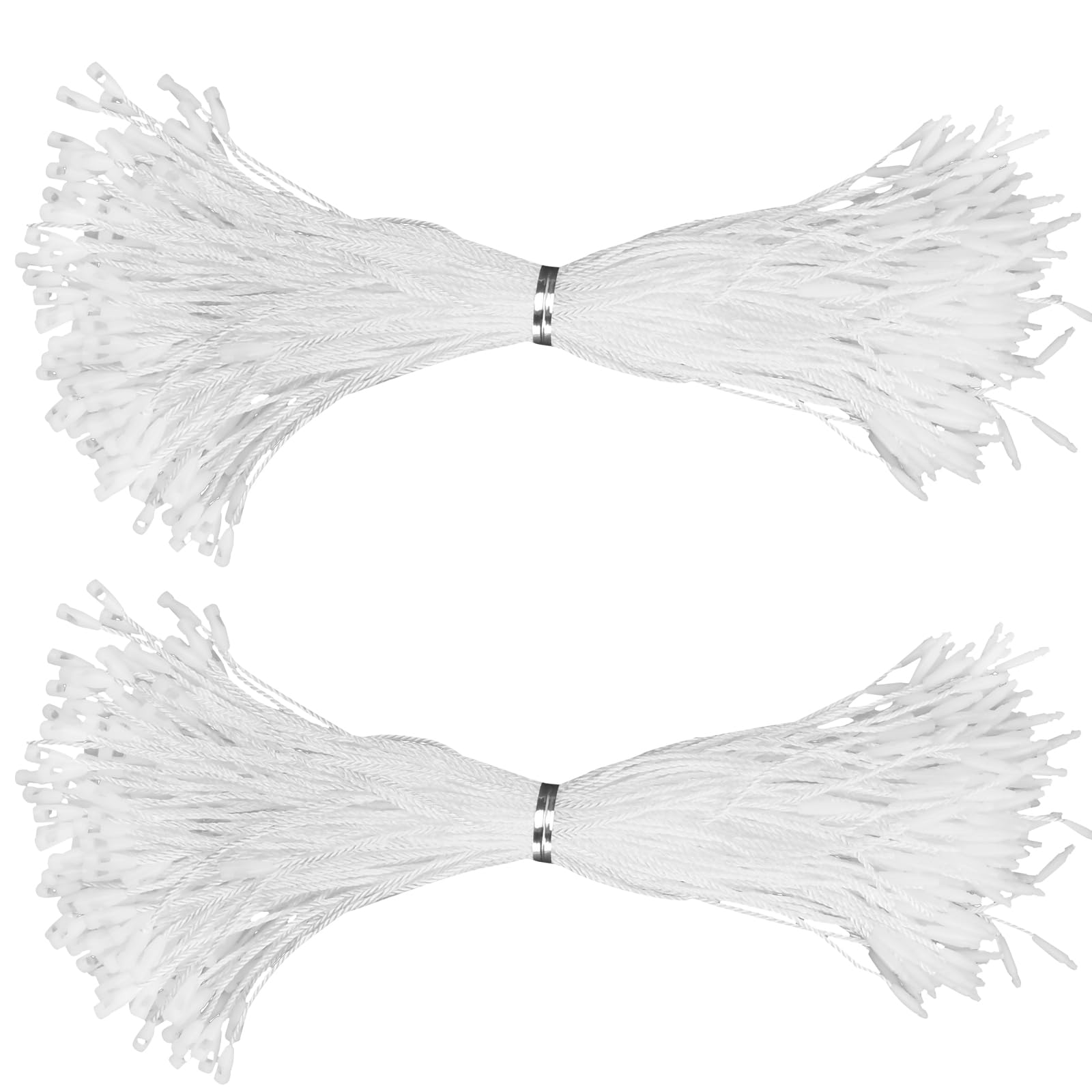 1000Pcs Clothing Hang Tag String, 7.7inch Tag Rope with Snap Lock, Price Tag Fasteners for Attaching Labels Clothes Jewelry Luggage Accessories Black 3mm Round Head, 19.5CM (White)