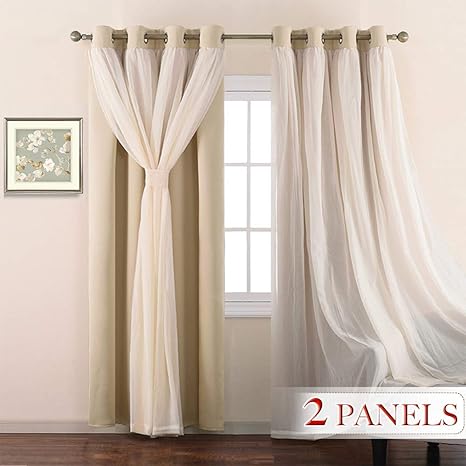 nicetown juego de cortinas tela voile con arandelas y cortinas opacas