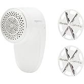 Amazon Basics Battery Operated Fabric Shaver for Lint and Fuzz Removal, Includes 2 Spare Blades, White