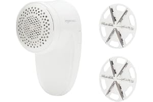 �鶹�� Basics Battery Operated Fabric Shaver, Lint and Fuzz Remover with 2 Spare Blades - White