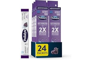 Pedialyte Fast Hydration Electrolyte Powder Packets, Grape, Hydration Drink, 24 Single-Serving Powder Packets