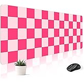 Stanoha Mousepad Desk Mat Gaming Large Keyboard Cute Office Desktop Computer Laptop Checkered XXL Long Giant Big Kawaii Aesthetic Girly Pretty Design Women Girl Gamer Oversized Wide 30x12'' Mousepad
