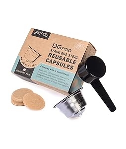 SEALPOD Dolce Gusto Reusable Capsule, Refillable Coffee Pod Compatible with Nescafe Dolce Gusto Machine, Durable Stainless Steel - DGPod Standard Pack [1 POD, 100 Paper Filters]