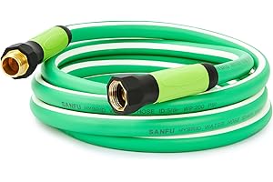 SANFU Upgraded Hybrid Lead-In Garden Hose 5/8-Inch X 15 FT, Burst 800PSI, Water Hose, Flexible With Grip Handle, 3/4" GHT Solid Brass Fittings, Green + White