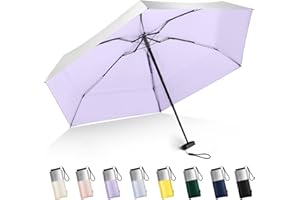 LEAGERA Mini Umbrella For Purse - UPF 50+ UV Blocker Sun Protection Umbrella, Small Micro Travel Parasol Design for Women, Purple