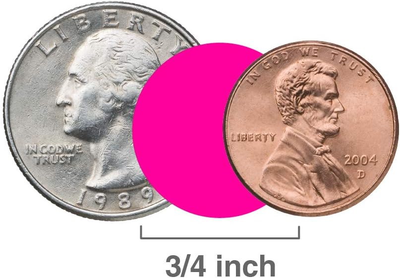 ChromaLabel 3/4 Inch Round Removable Color-Code Dot Stickers, 1008 pack, 24 Labels per Sheet, Fluorescent Pink: Clothing