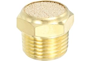 PATIKIL Brass Pneumatic Exhaust Muffler 3/8" NPT Flat Sintered Air Breather Vent Filter Solenoid Valve Noise Reducer Fitting 