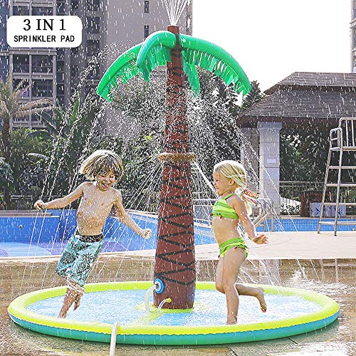 BLLKE 3 in 1 Water Sprinkler Coconut Palm Tree Water Spray Mat for