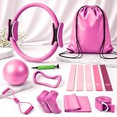 Schibs Pilates Ring Set for Women, 12 Inch Pilates Circle with Ball, Resistance Bands, Pilates Socks &amp; Home Workout Accessories, Pilates Equipment Kit for Fitness, Studio &amp; Travel