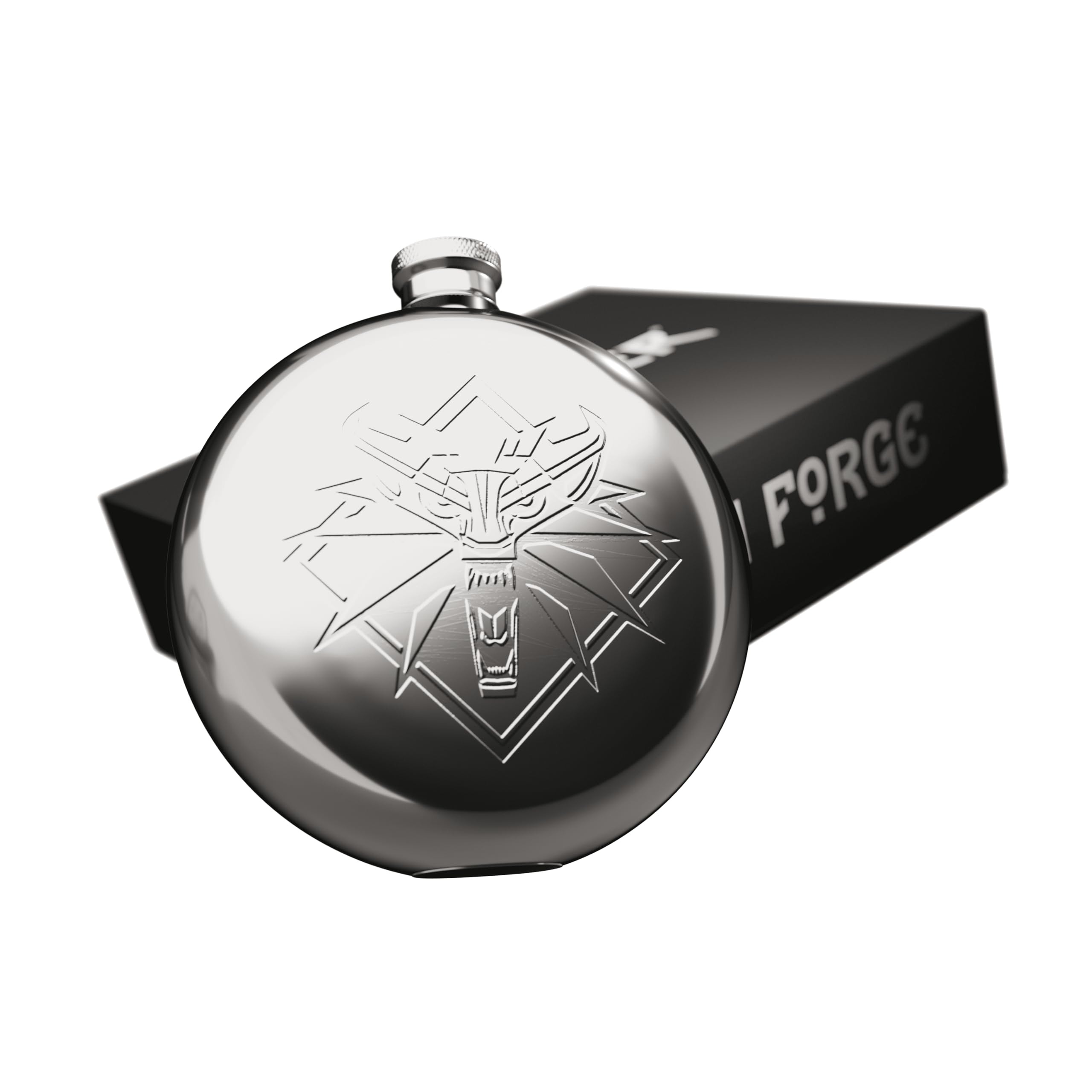 Officially Licensed Witcher Hipflask - Official Witcher Merchandise. Witcher Stainless Steel Hip Flask Gift Set with 2X 30ml Stainless Steel Shot Glasses & 1x Filling Funnel