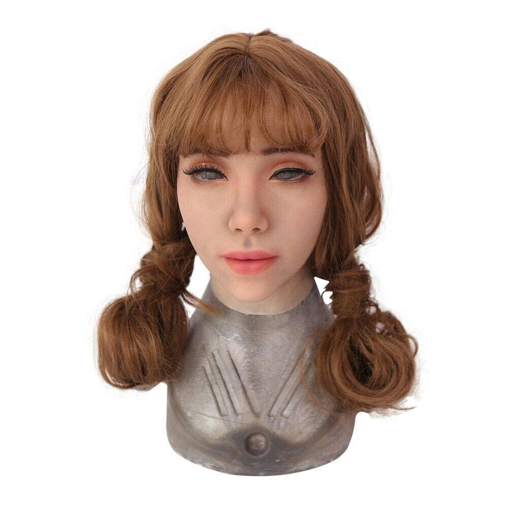 Yuewen Kathy Silicone Female Face Mask Realistic Silicone Head Mask for Crossdresser Transgender (Beige)