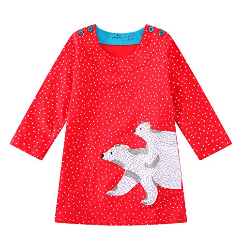 Baby Girls Dresses with Animal Appliques 100% Cotton Casual Tunic Children Dress for Kids 18M-6Y